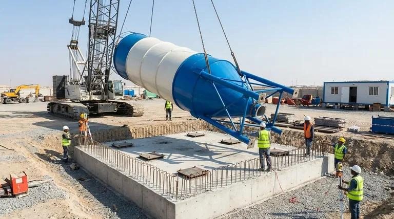 Bolted cement silo project installation